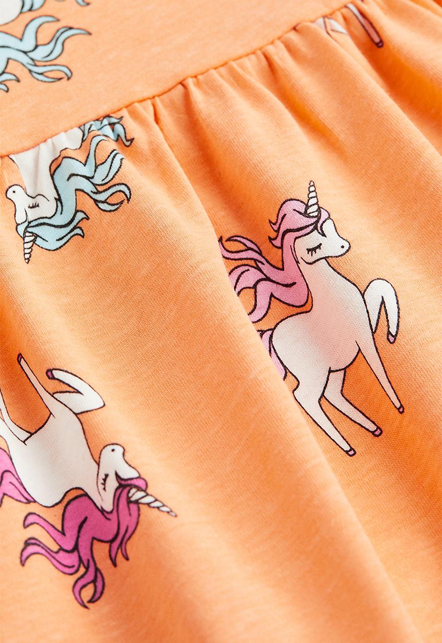 H&M - Patterned jersey dress - light orange/unicorns