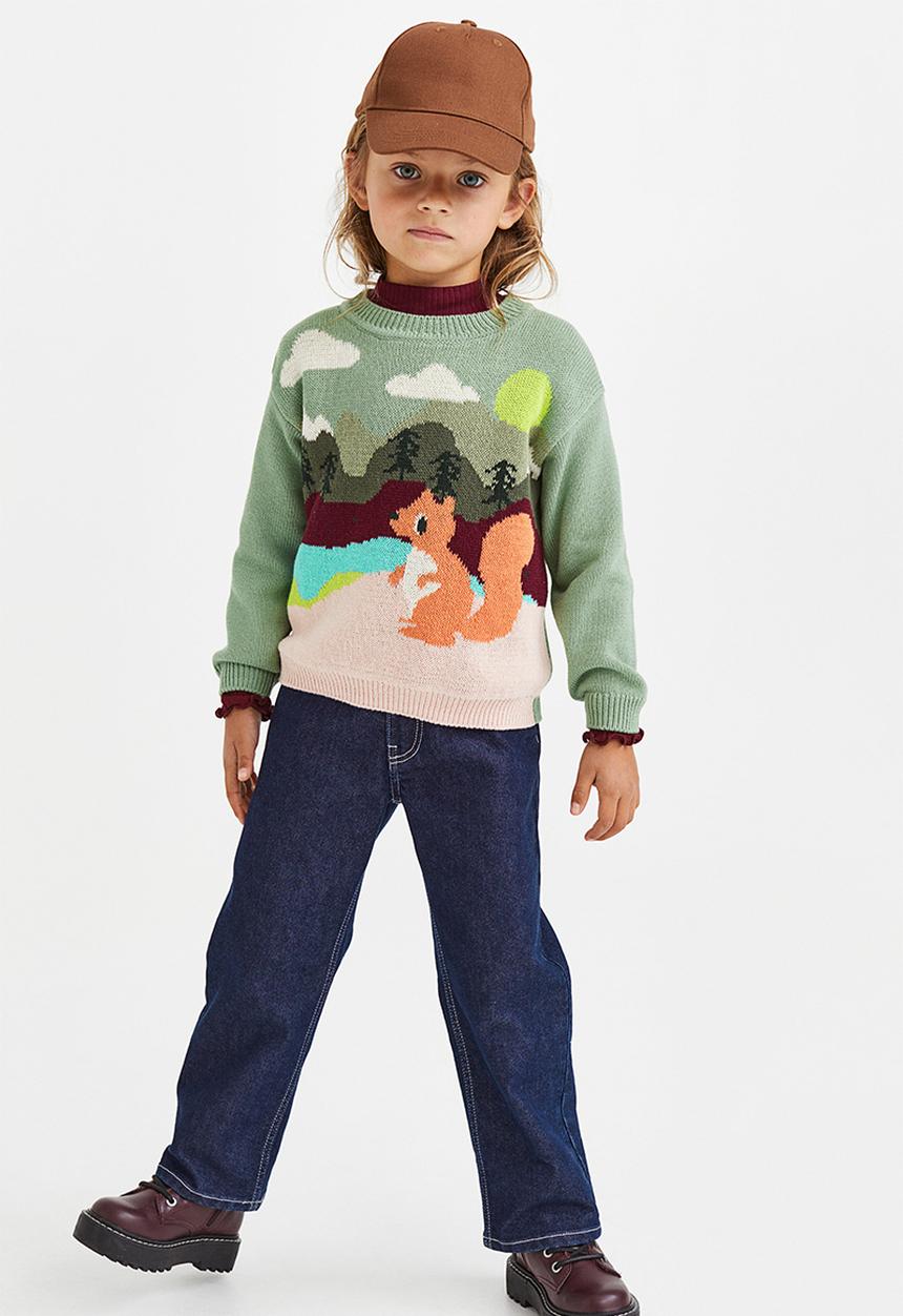 H&M - Cotton jumper - green/squirrel