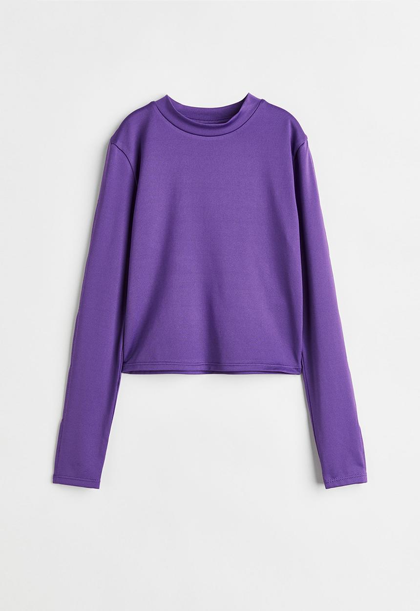 H&M - Ribbed cotton jersey cropped top - purple
