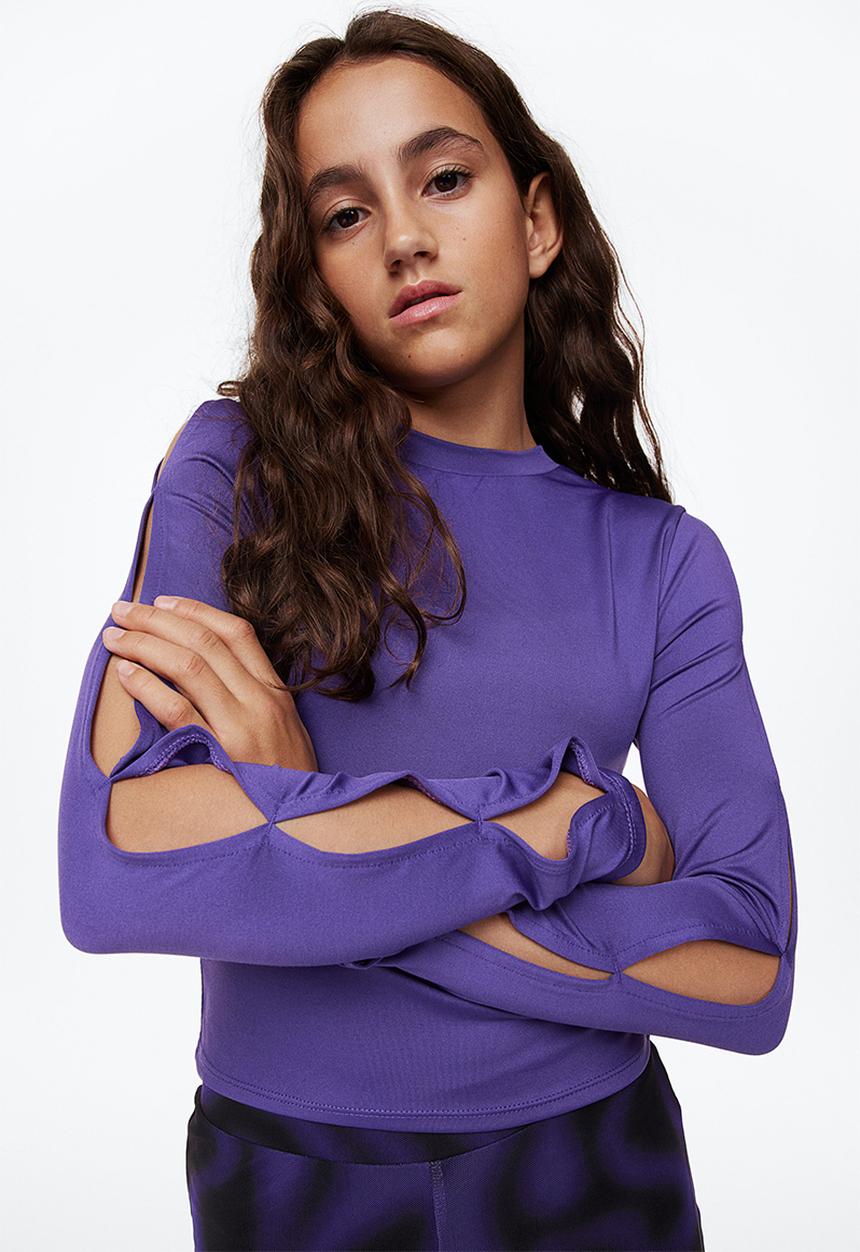 H&M - Ribbed cotton jersey cropped top - purple