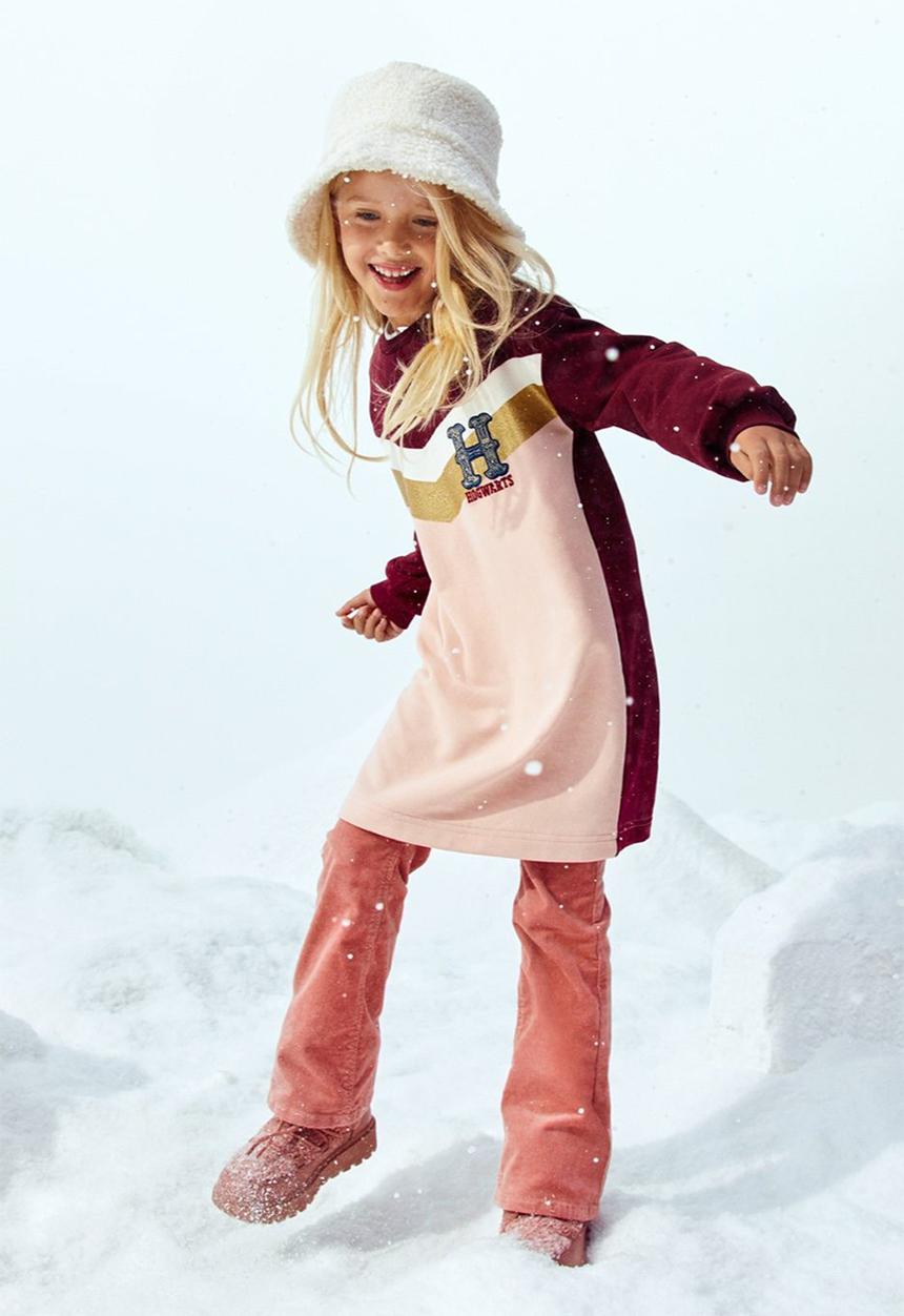 H&M - Embroidered sweatshirt dress - dark red/hogwarts