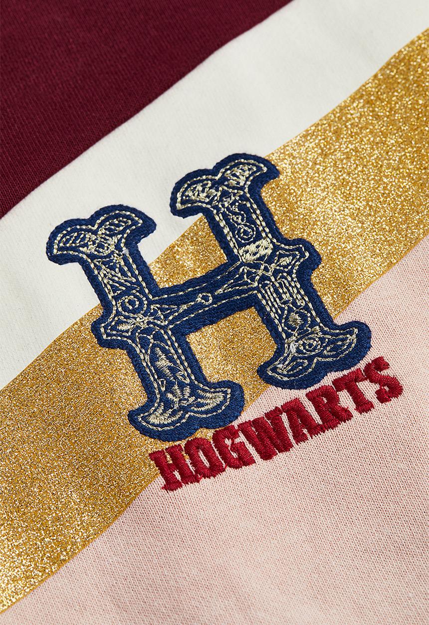 H&M - Embroidered sweatshirt dress - dark red/hogwarts