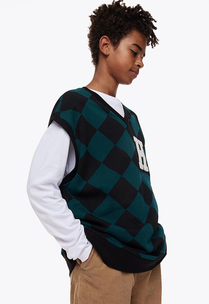 H&M - Appliquéd sweater vest - dark green/harry potter