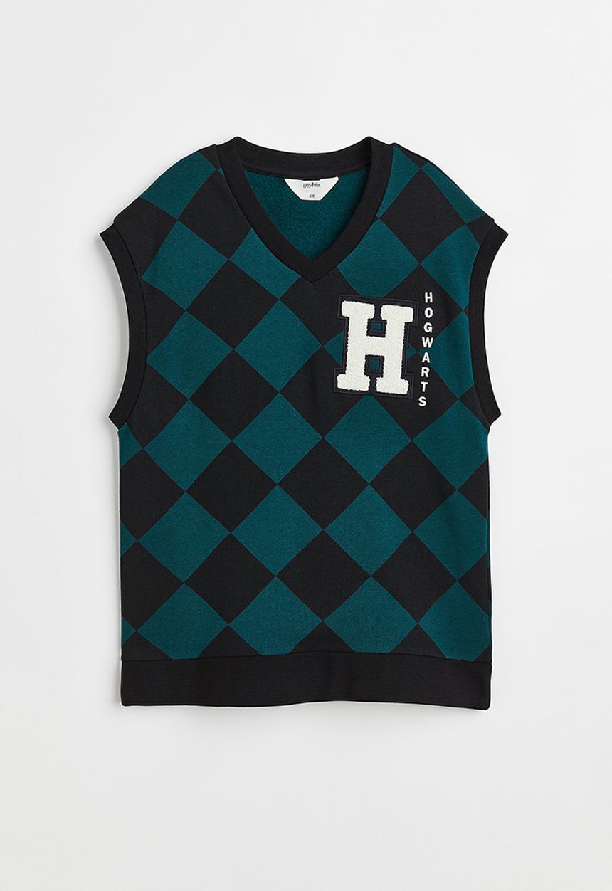 H&M - Appliquéd sweater vest - dark green/harry potter