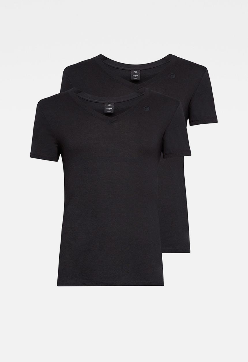 G-STAR - Base htr v t short sleeve  2-pack - solid black