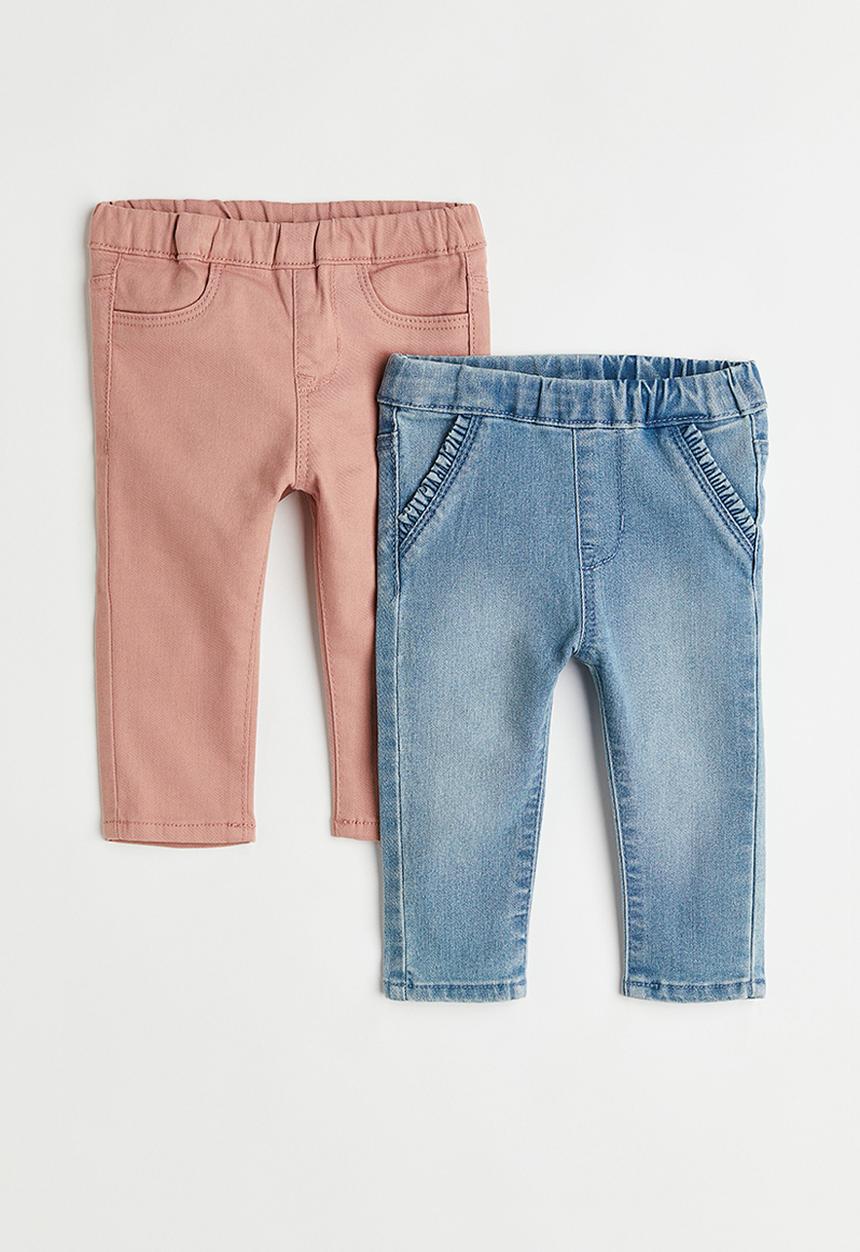 H&M - 2-pack jeggings - denim blue/old rose