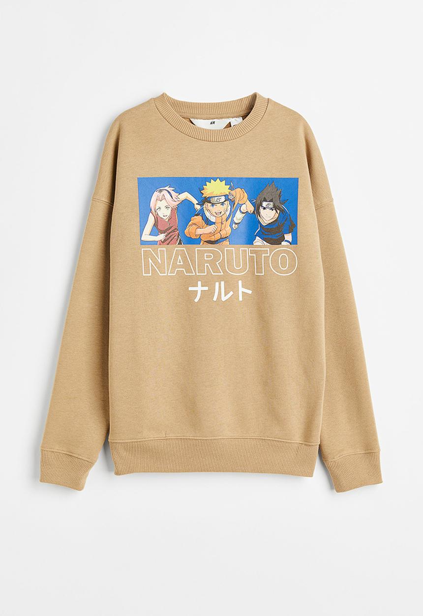 H&M - Motif-detail sweatshirt - beige/naruto