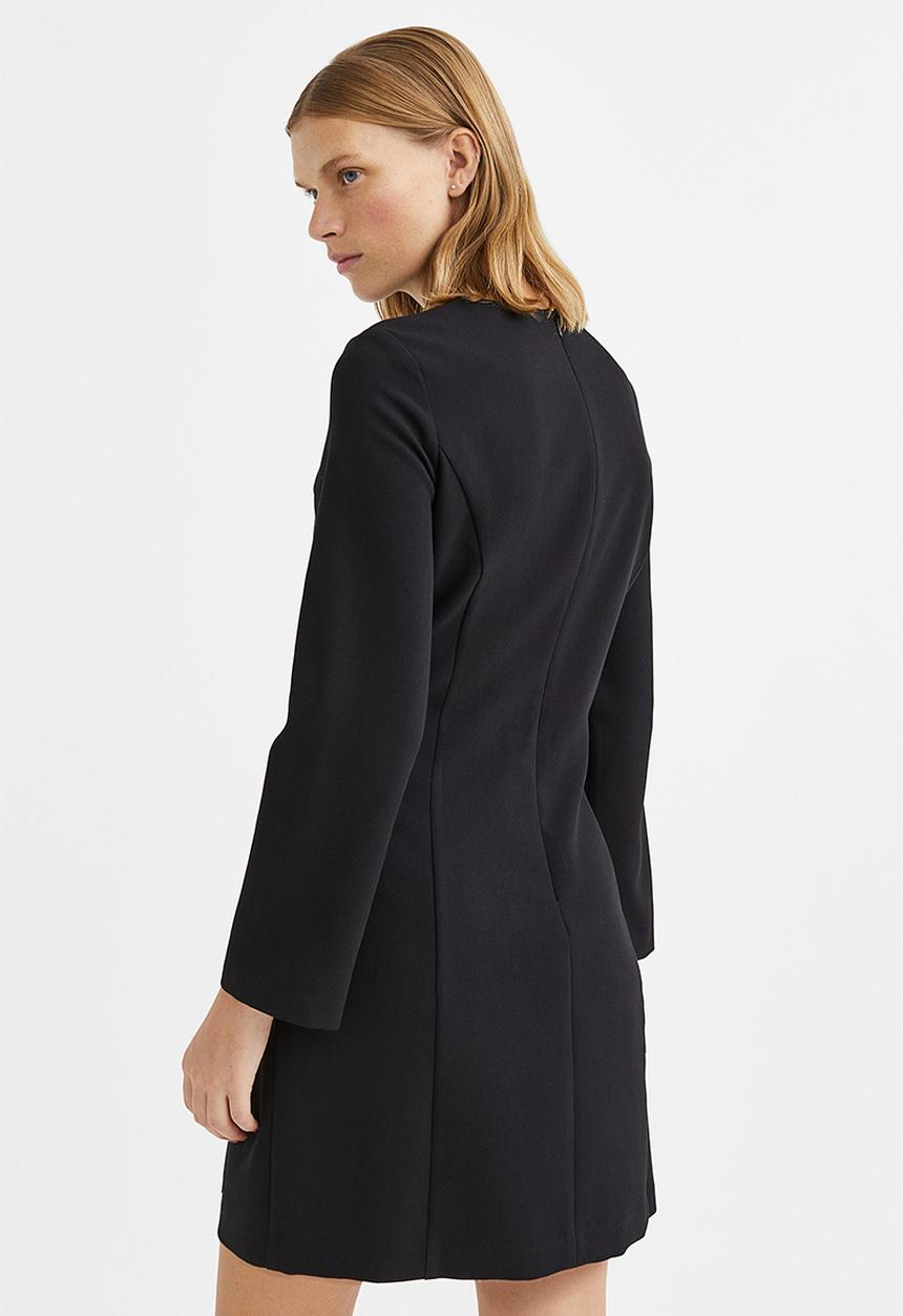 H&M - Short long-sleeved dress - black
