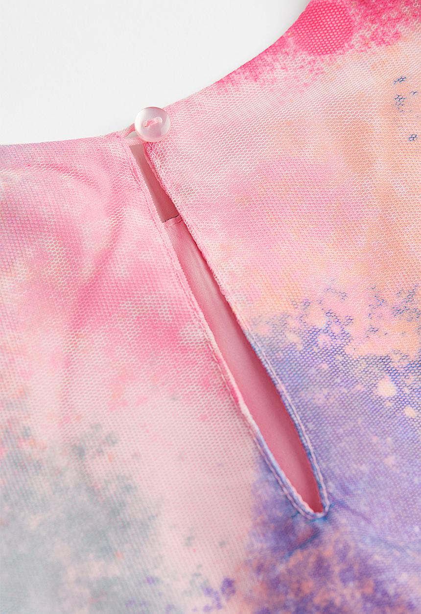 H&M - Patterned tulle dress - light pink/tie-dye