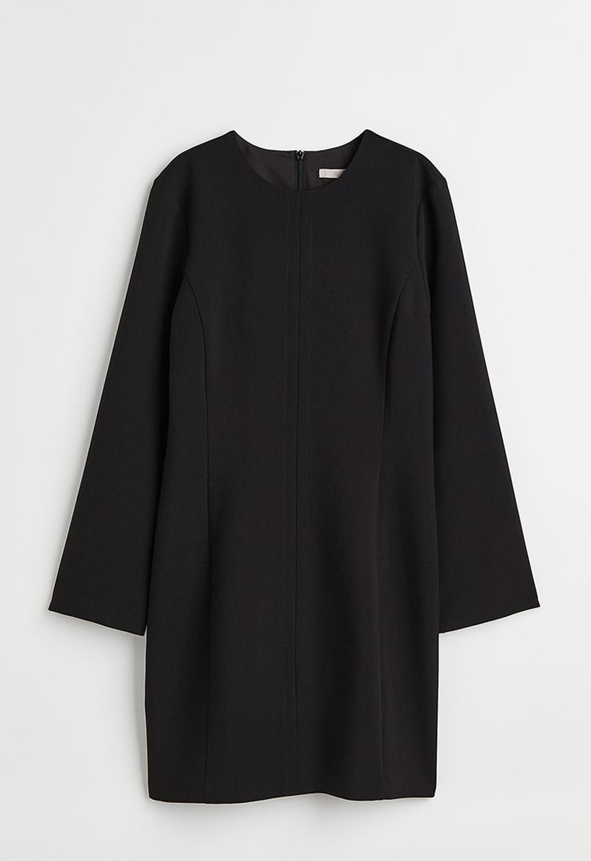 H&M - Short long-sleeved dress - black