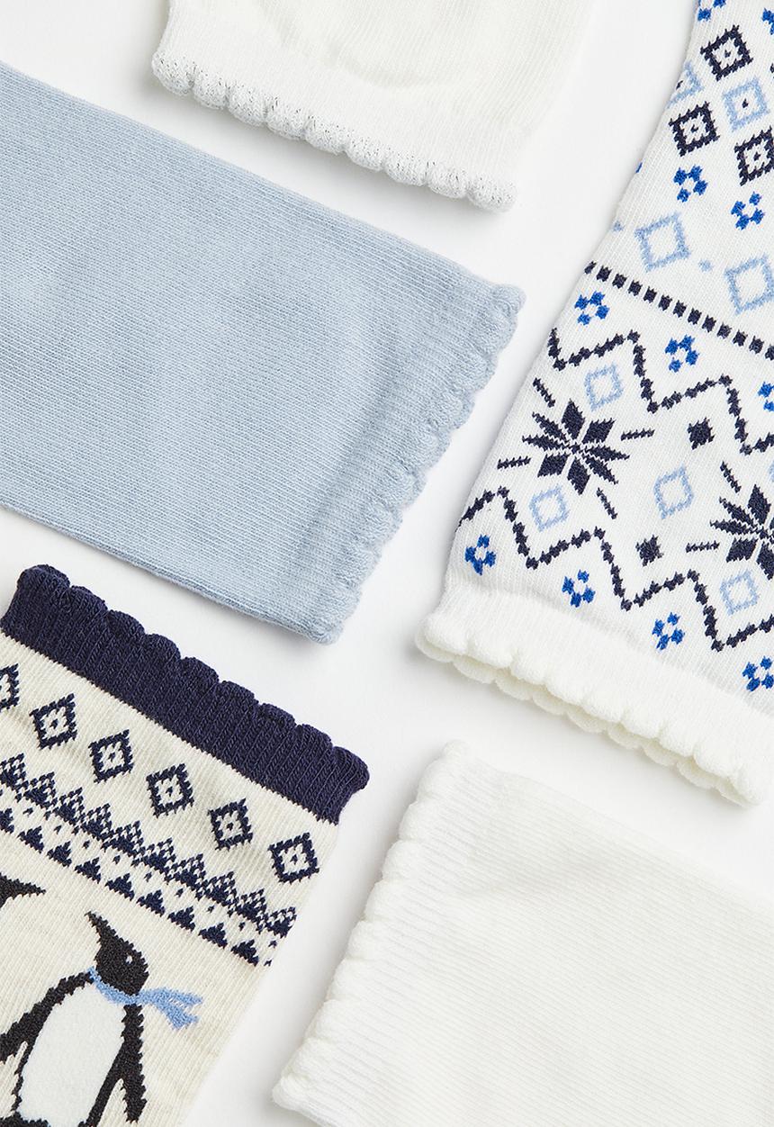 H&M - 5-pack fine-knit socks - blue/white