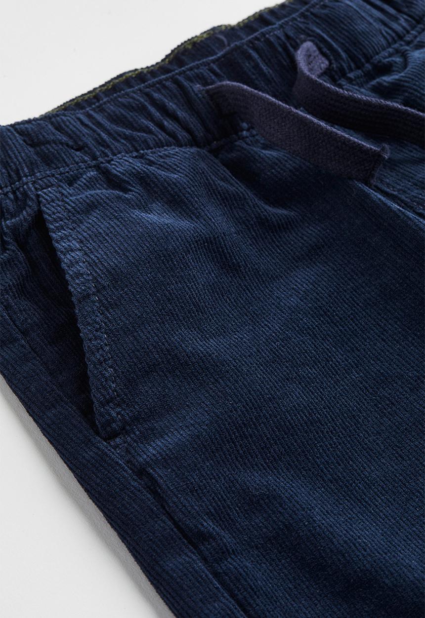 H&M - Lined corduroy joggers - navy blue