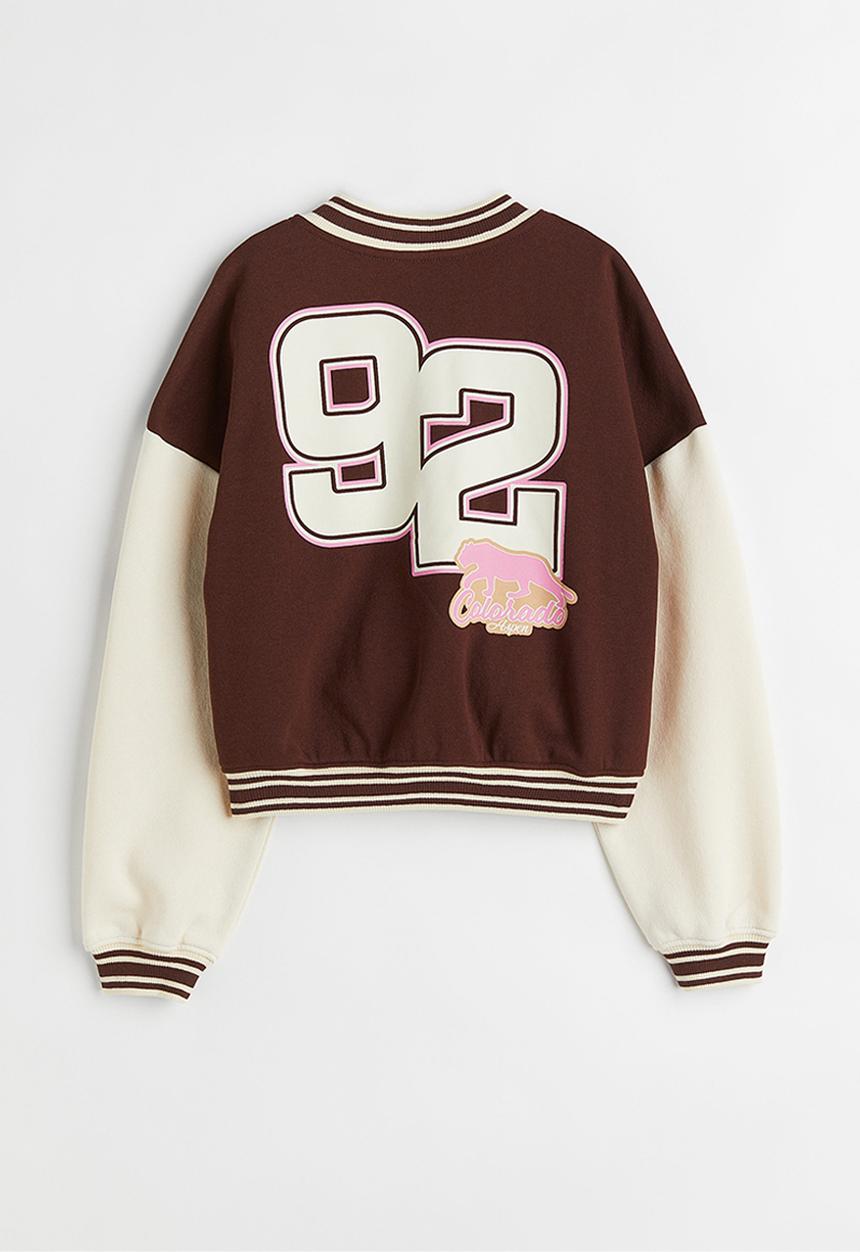 H&M - Oversized baseball jacket - dark brown/block-coloured