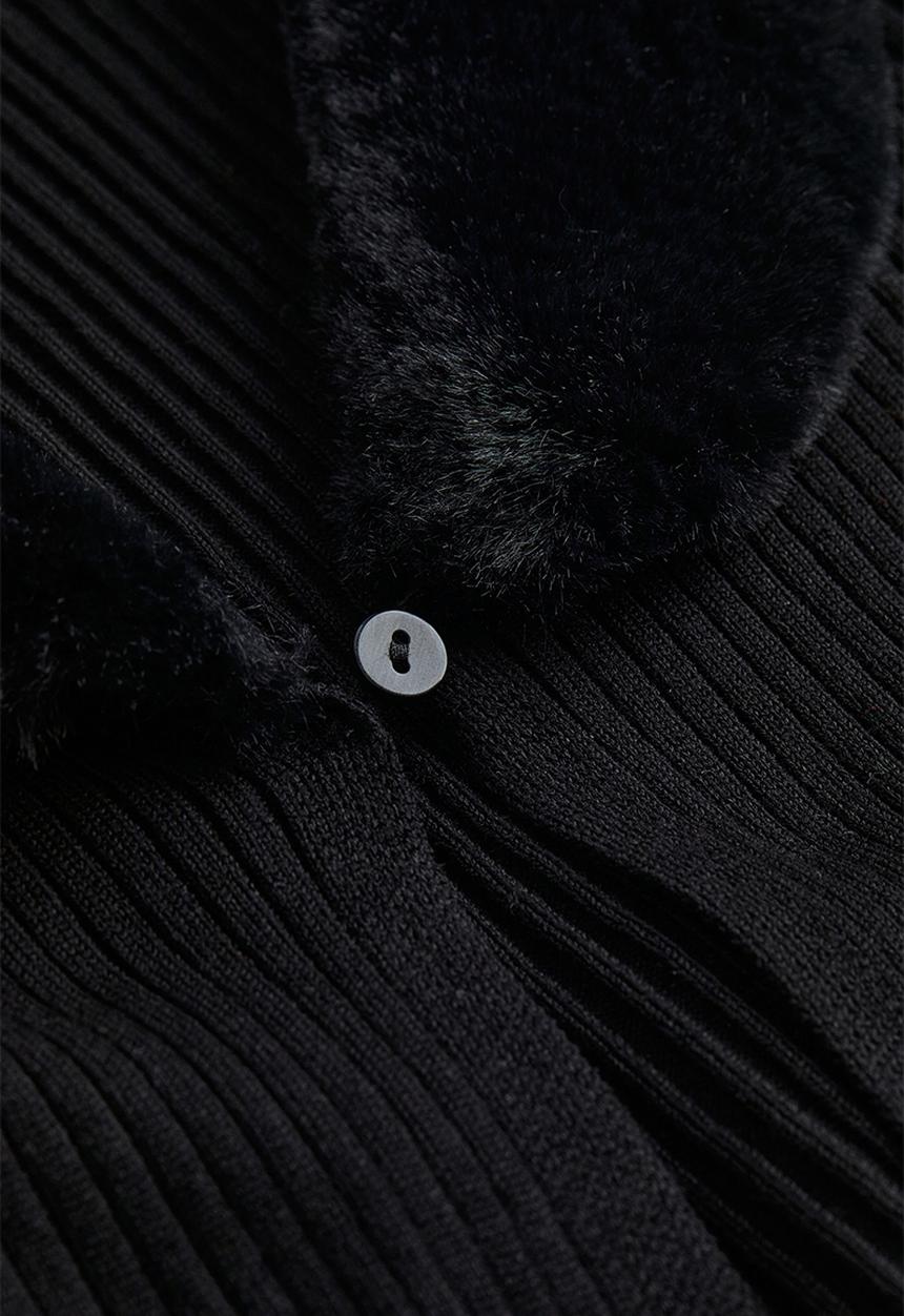 H&M - Fluffy-collared cardigan - black