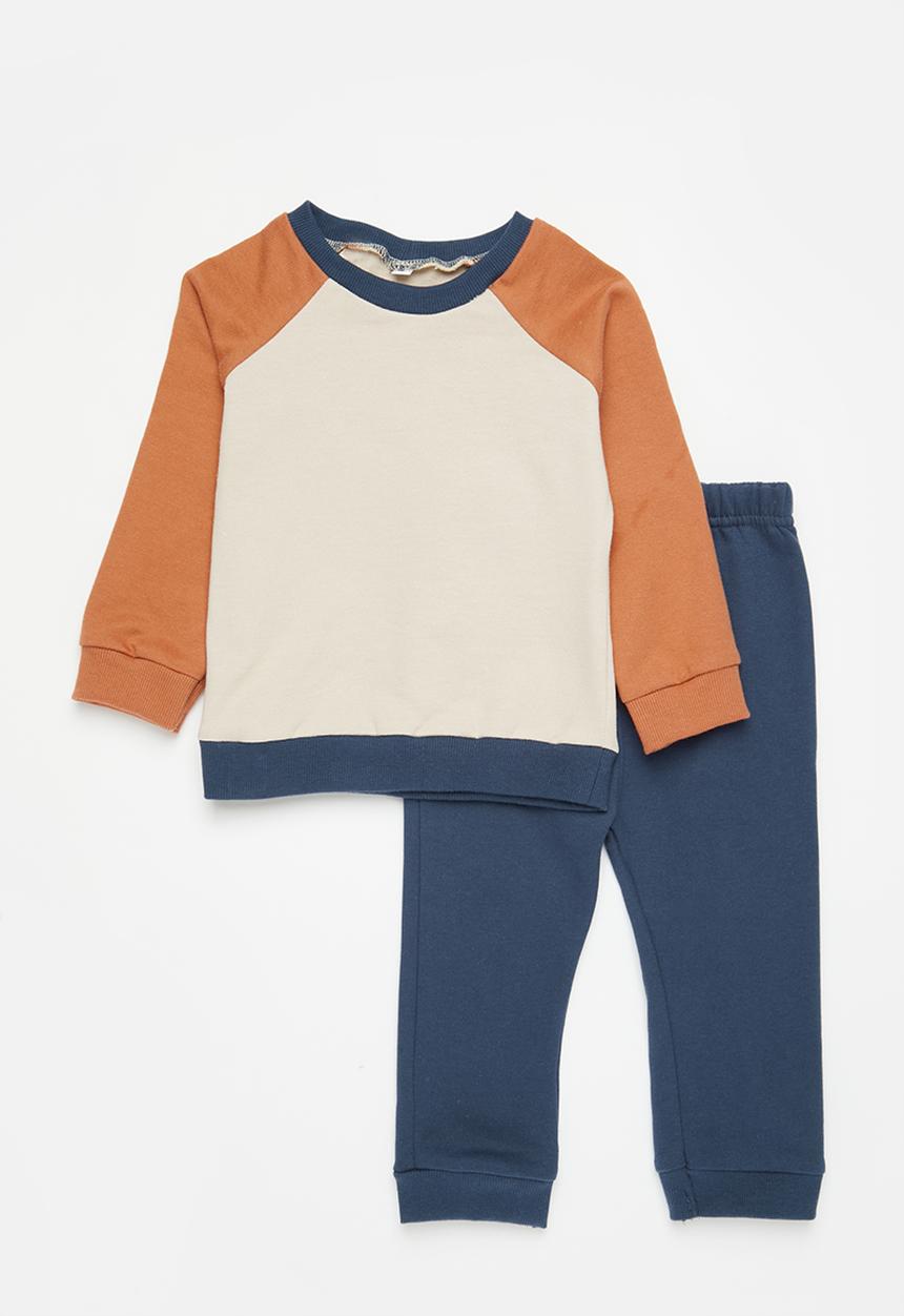 Superbalist - Colourblock tracksuit set  - navy & dusty cedar