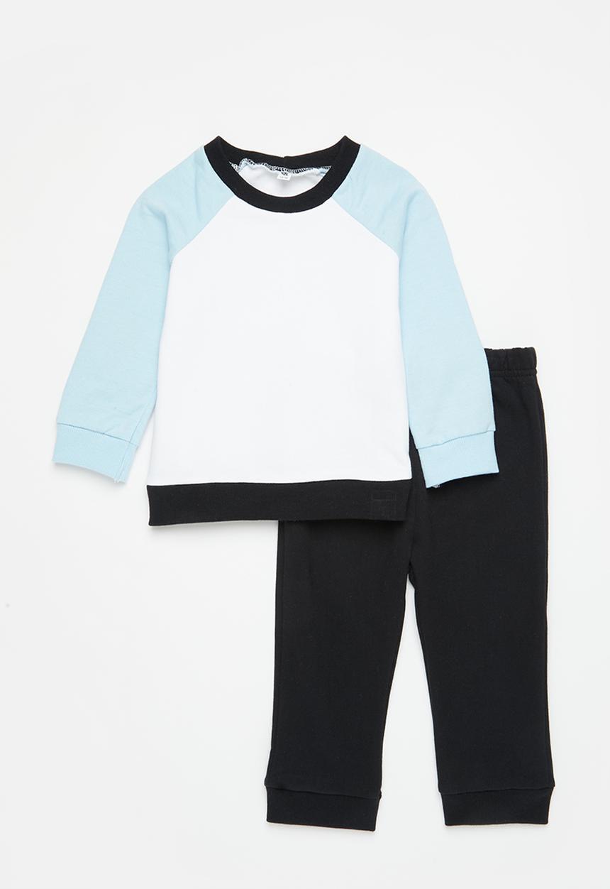 Superbalist - Colourblock tracksuit set - MID BLUE & WHITE