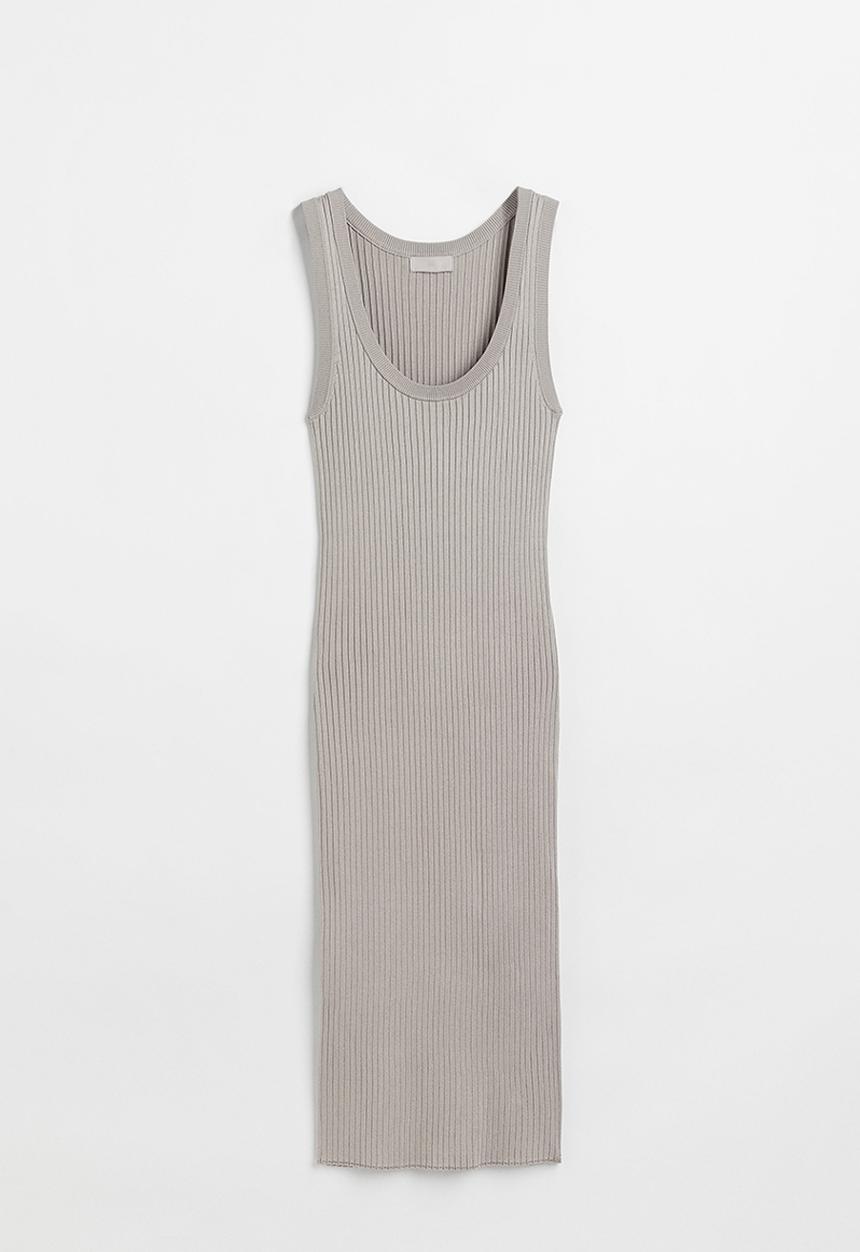 H&M - Rib-knit bodycon dress - light mole