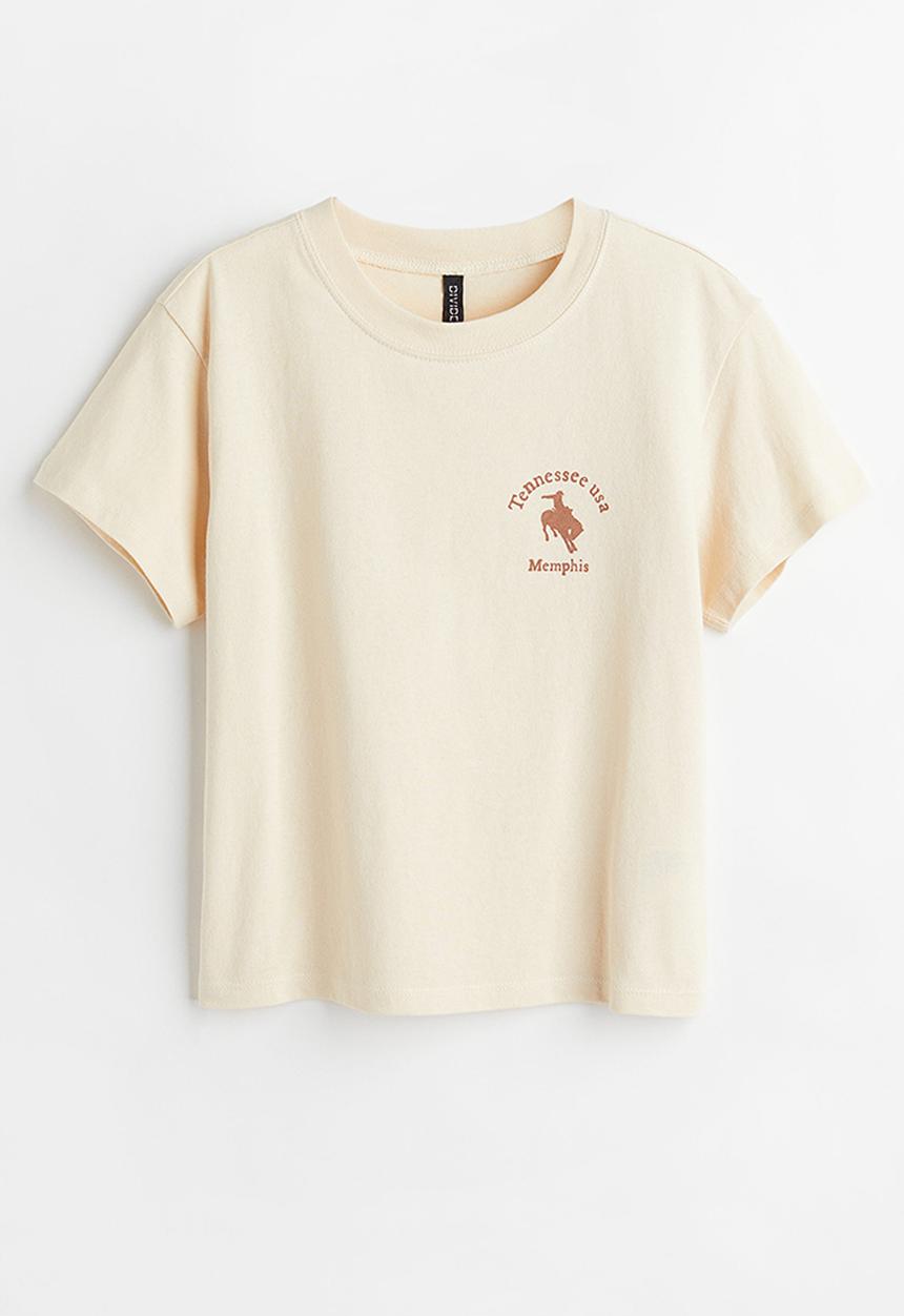 H&M - Printed T-shirt - light beige/rodeo rider