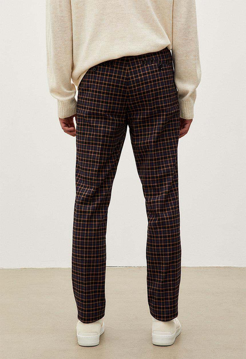 H&M - Slim fit trousers - dark blue/brown checked