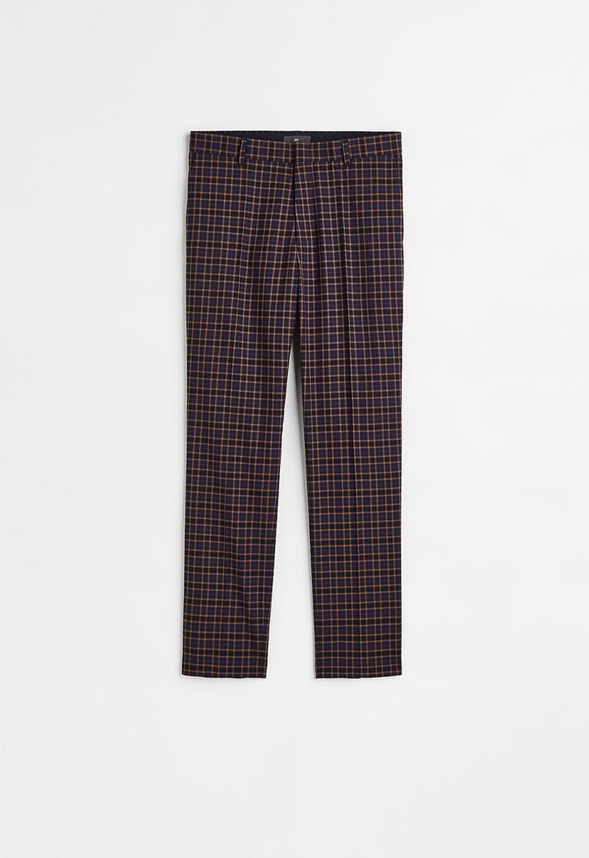 H&M - Slim fit trousers - dark blue/brown checked