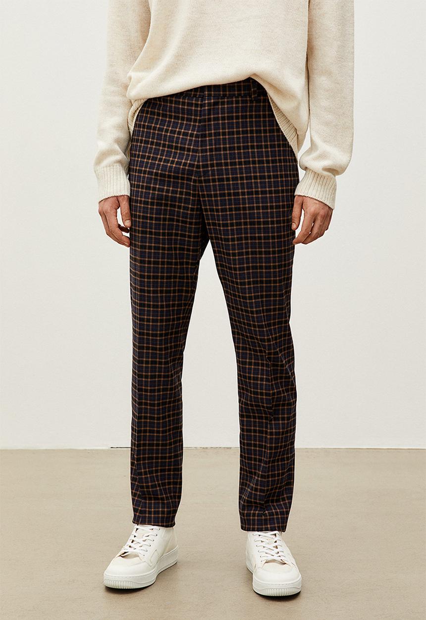 H&M - Slim fit trousers - dark blue/brown checked