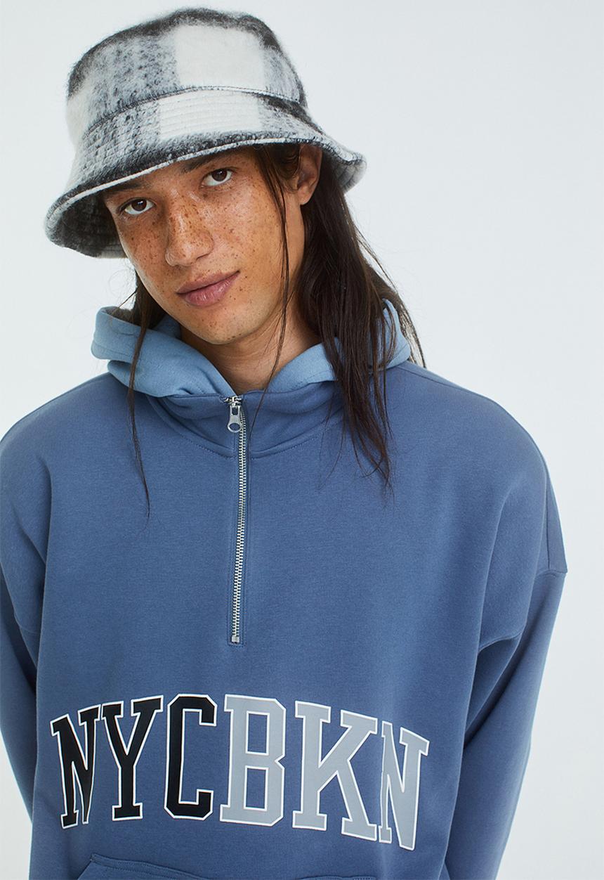 H&M - Oversized zip-top sweatshirt - blue/nycbkn