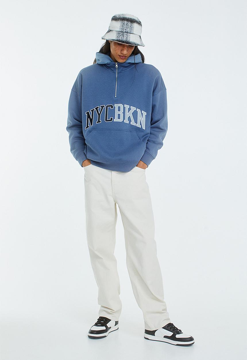H&M - Oversized zip-top sweatshirt - blue/nycbkn