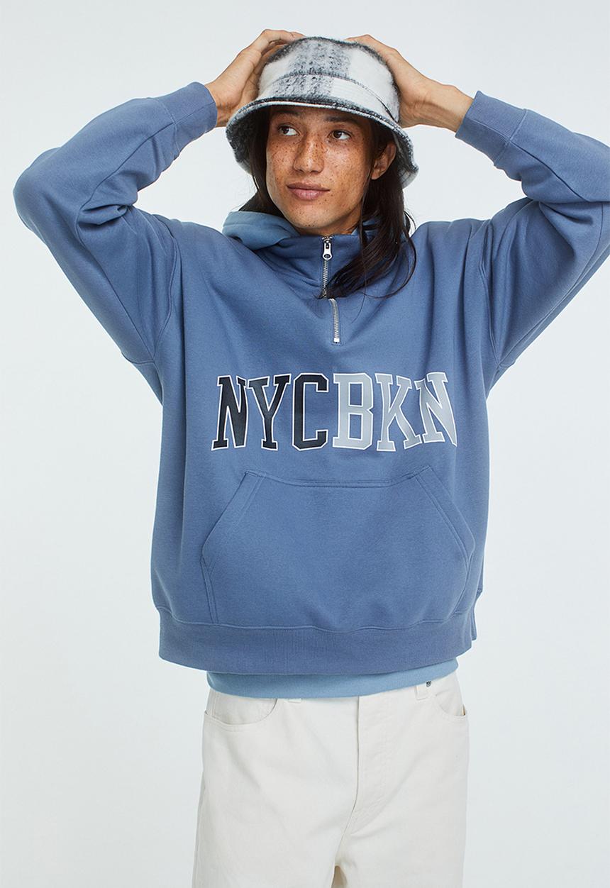 H&M - Oversized zip-top sweatshirt - blue/nycbkn