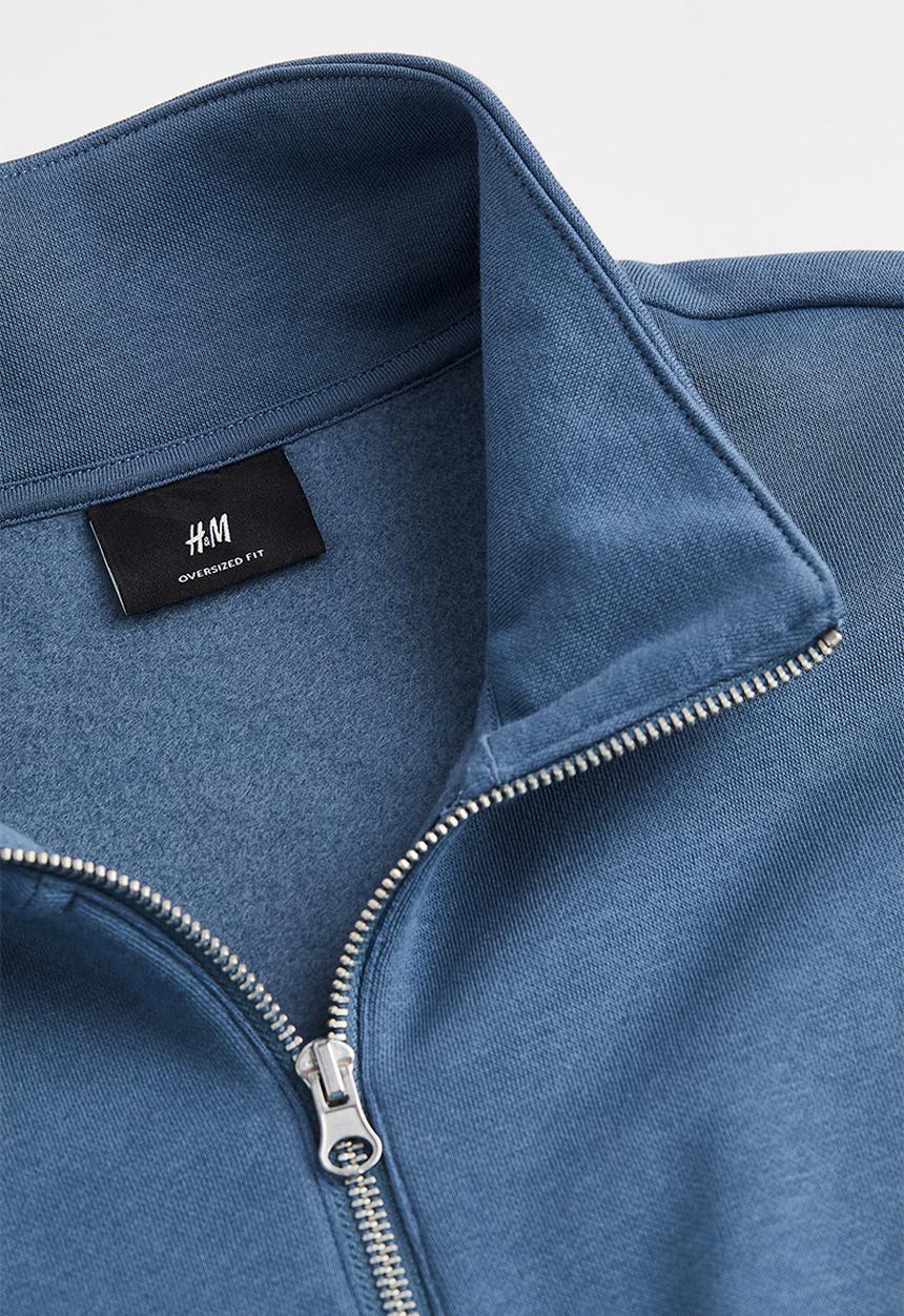 H&M - Oversized zip-top sweatshirt - blue/nycbkn