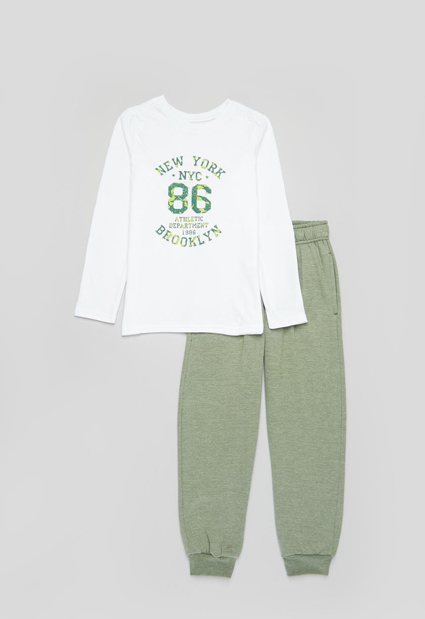 Pop Candy - T-shirt & jogger set -  white & sage