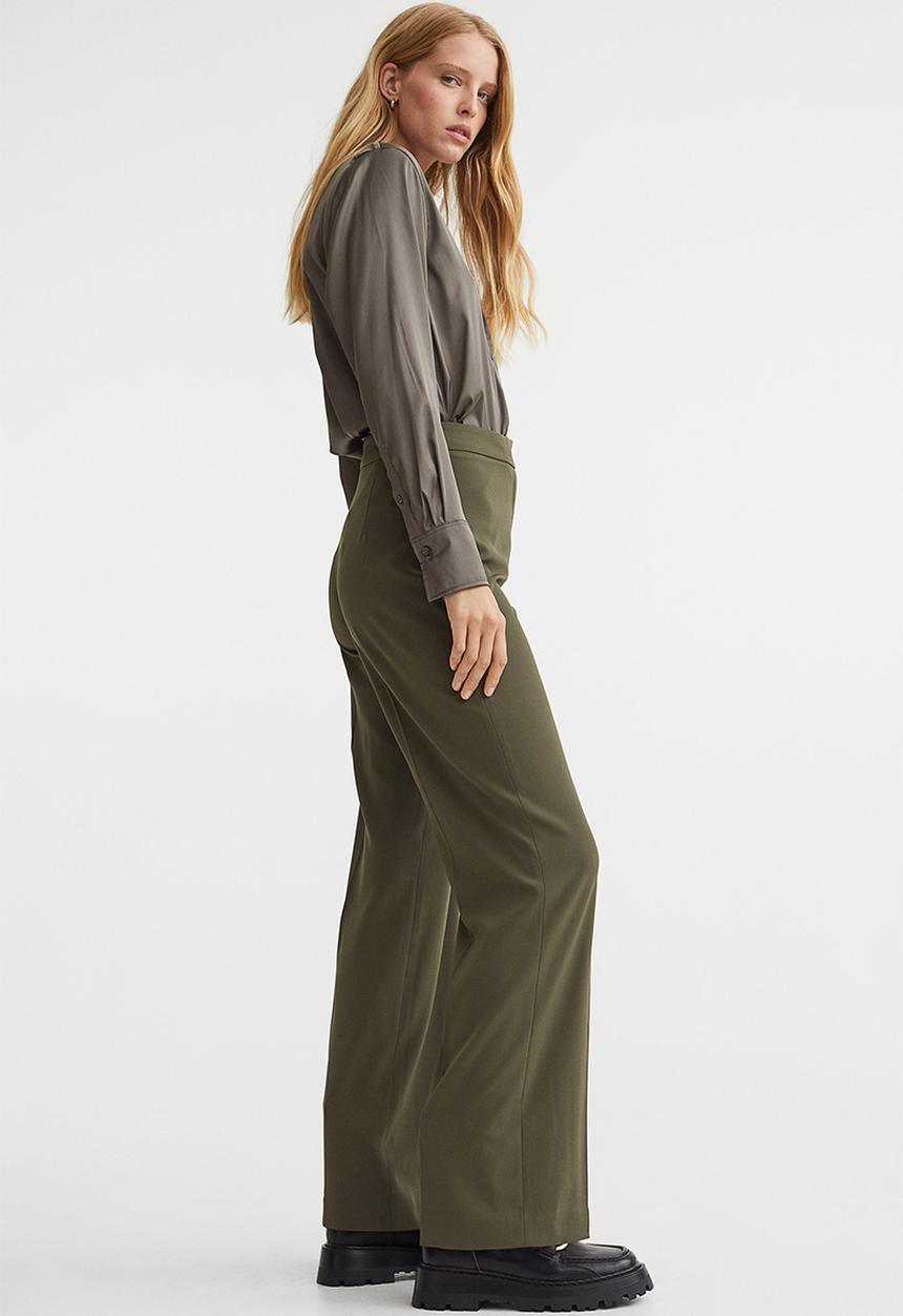 H&M - Wide trousers - dark green