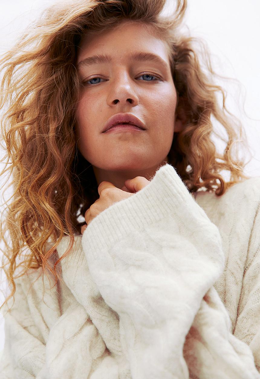 H&M - Oversized cable-knit jumper - light beige marl