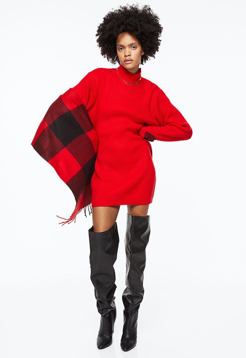 H&M - Turtleneck dress - red