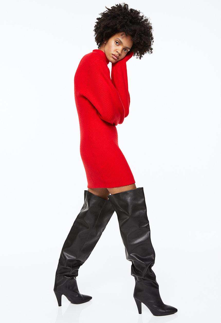 H&M - Turtleneck dress - red