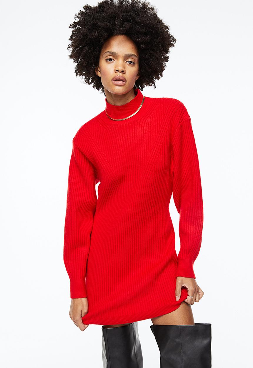 H&M - Turtleneck dress - red