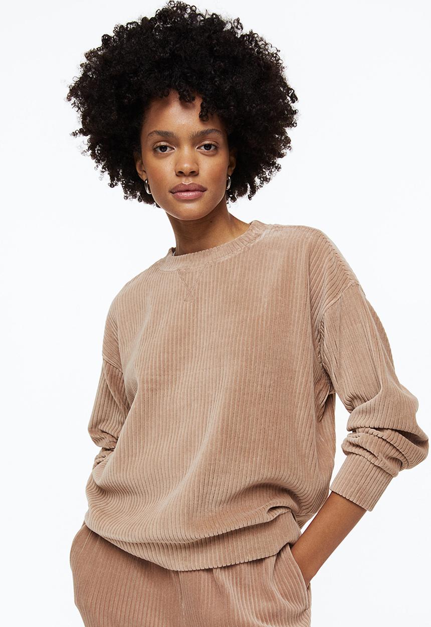 H&M - Ribbed velour top - beige