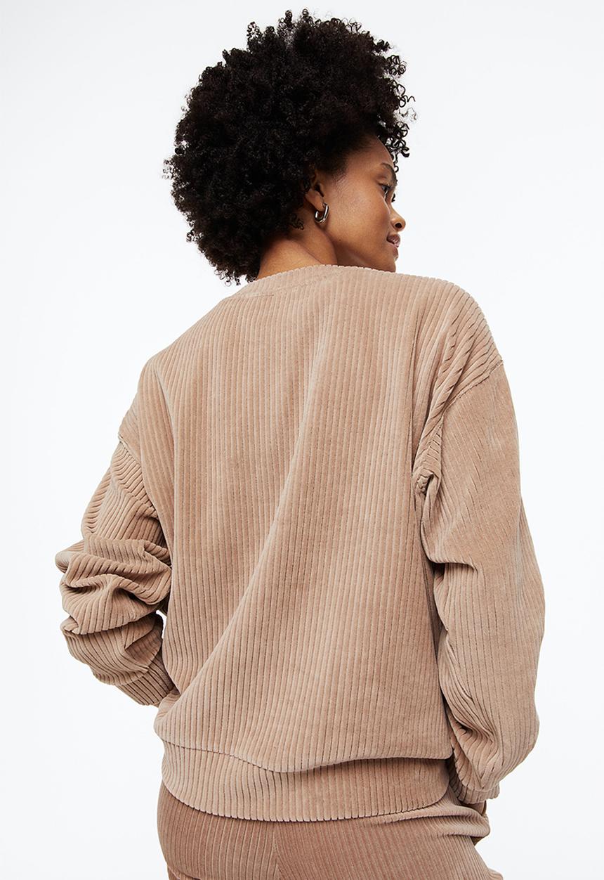 H&M - Ribbed velour top - beige