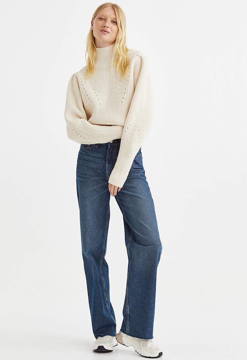 H&M - Rib-knit turtleneck jumper - natural white