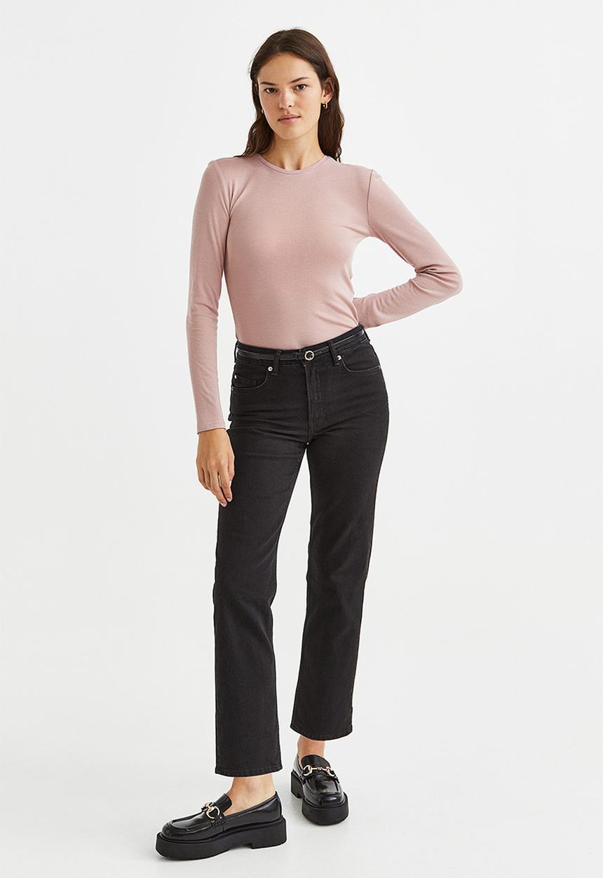 H&M - Long-sleeved jersey top - powder pink