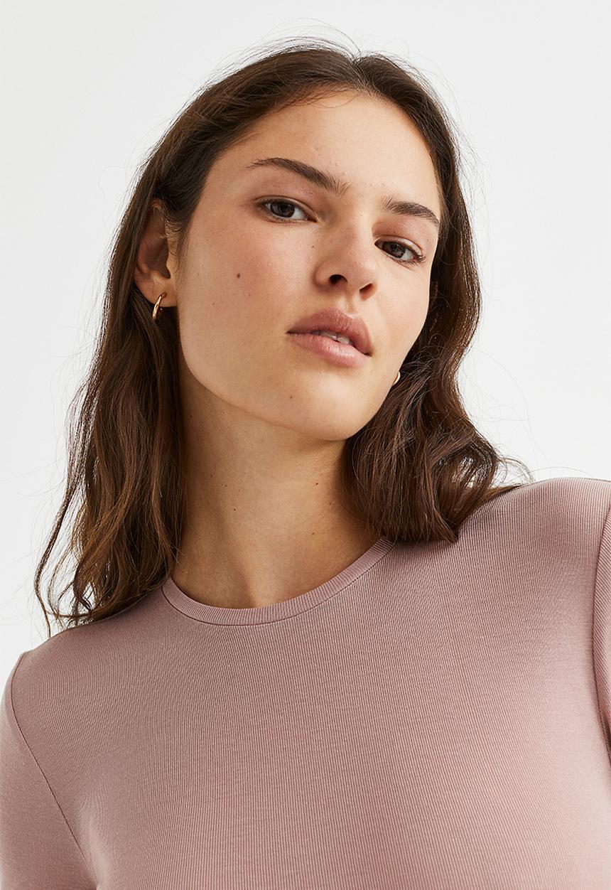 H&M - Long-sleeved jersey top - powder pink