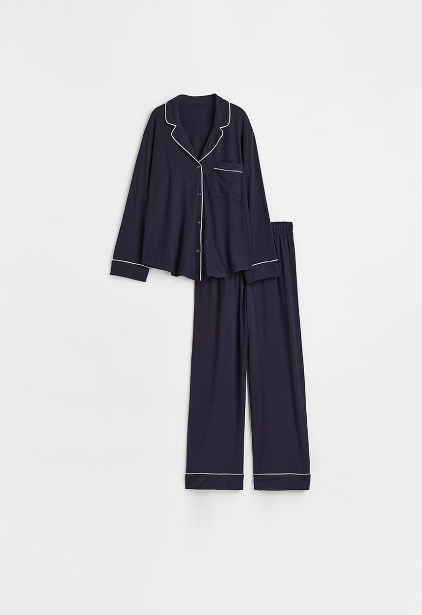 H&M - Pyjama shirt and bottoms - dark blue