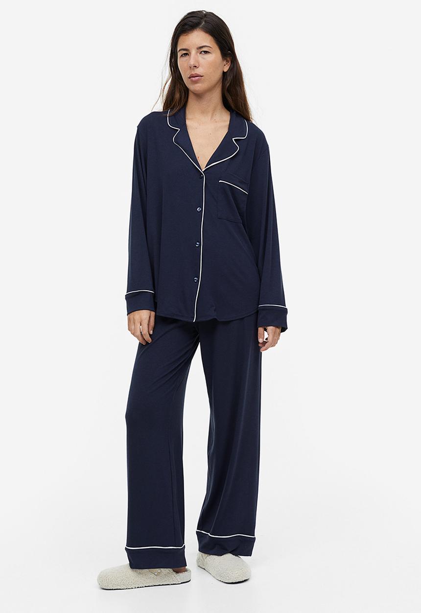 H&M - Pyjama shirt and bottoms - dark blue