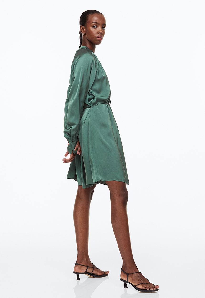 H&M - Short satin dress - dark green