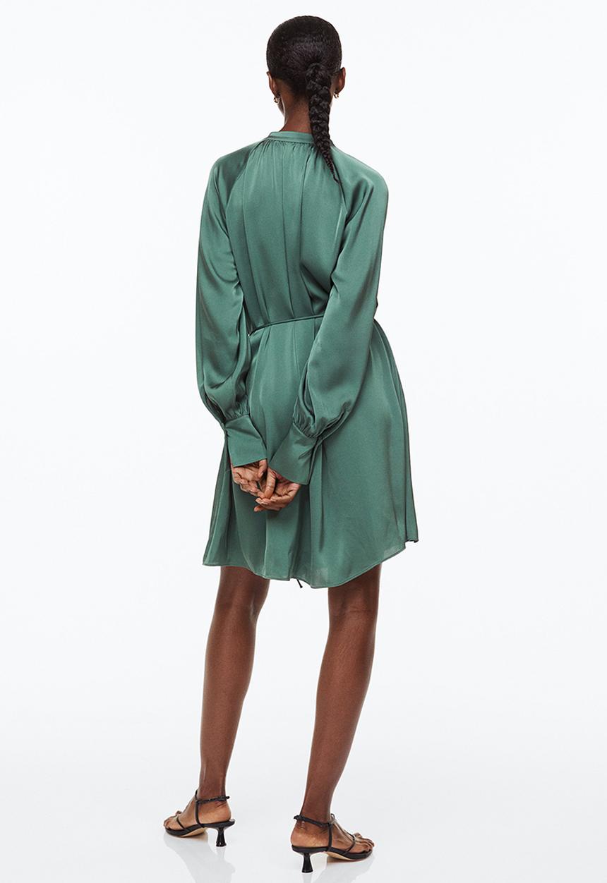 H&M - Short satin dress - dark green