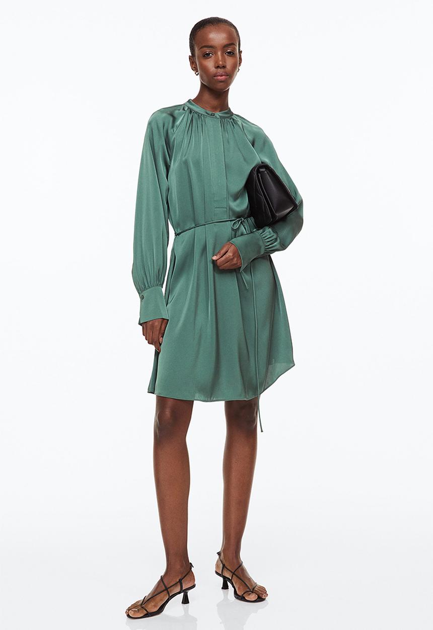 H&M - Short satin dress - dark green