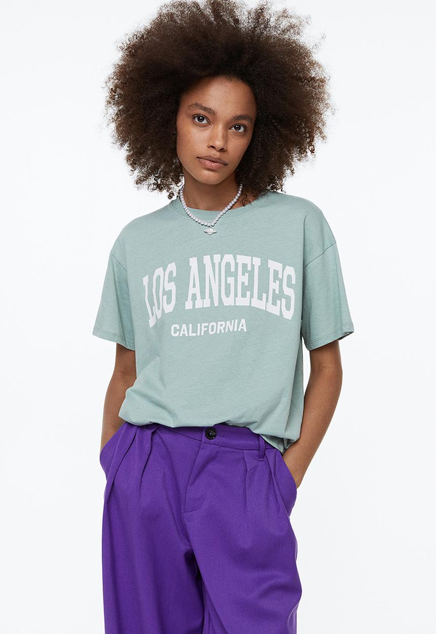 H&M - Printed t-shirt - light green/los angeles