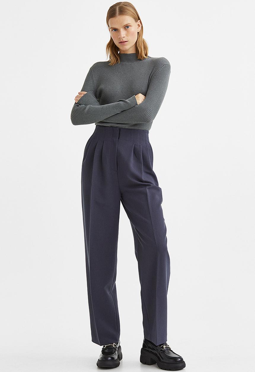 H&M - Rib-knit jumper - dark grey-green