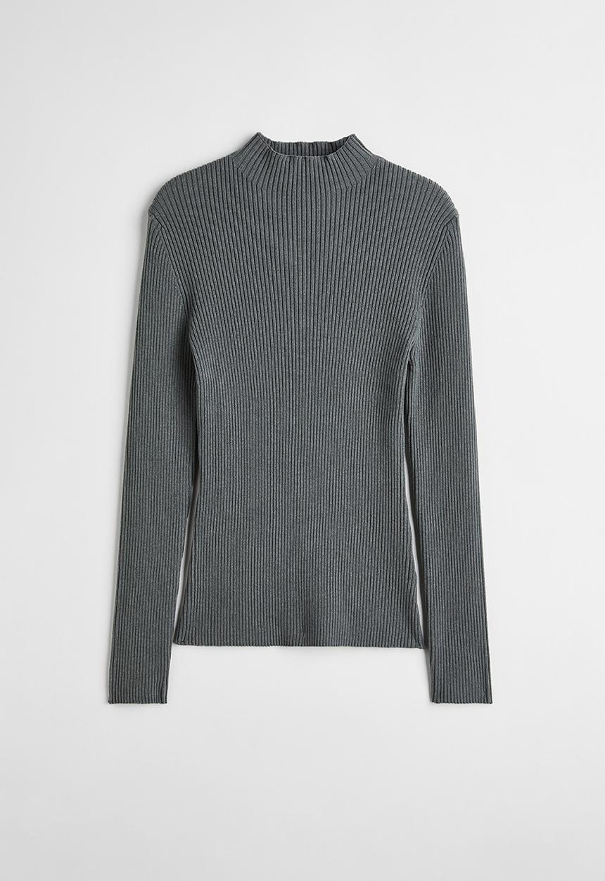 H&M - Rib-knit jumper - dark grey-green