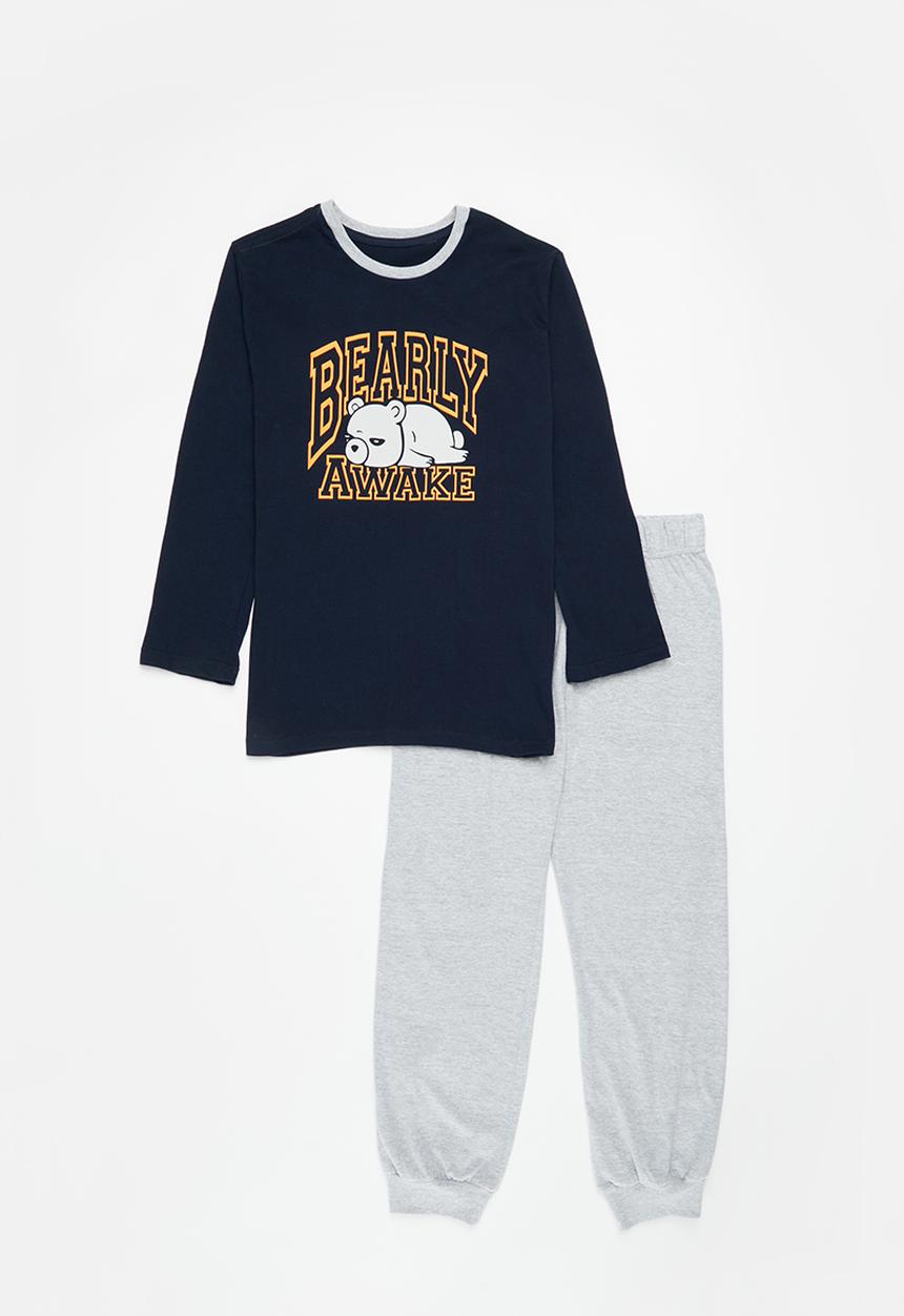 Rebel Republic - Boys winter pj set - grey & navy