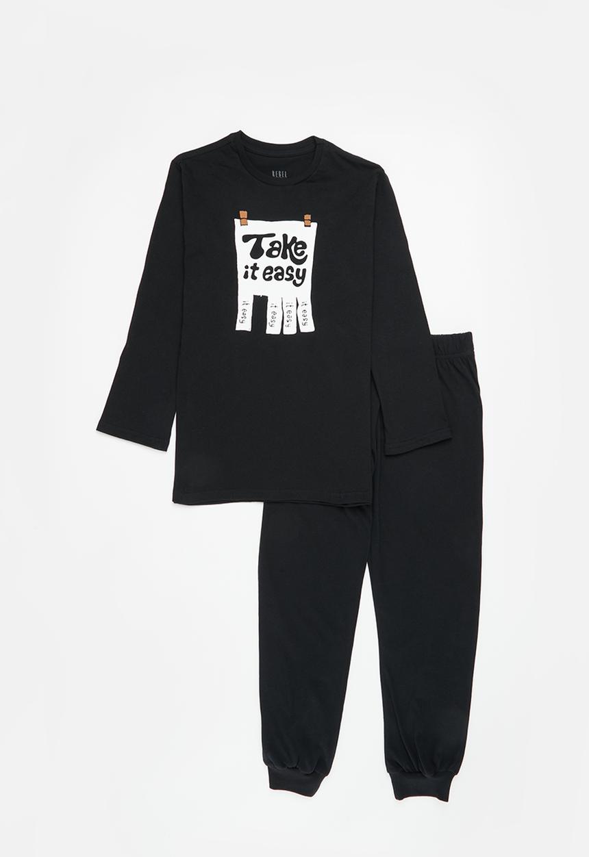 Rebel Republic - Boys winter pj set - black